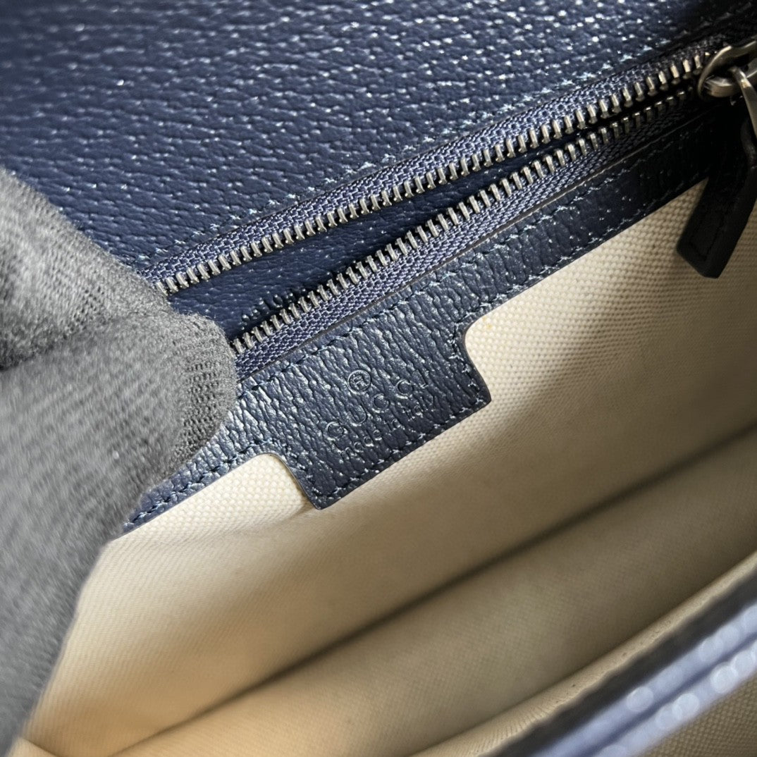 gg Ophidia Small Top Handle Bag Beige And Blue gg Supreme Canvas  For Women 10in/25cm 651055 96IWN 4076