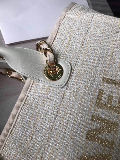 CC DEAUVILLE LARGE TOTE SHOPPING BAG WHITE 38CM