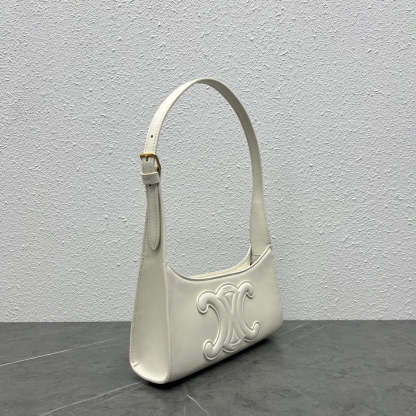 CE Cuir Triomphe Shoulder Bag White For Women 9.4in/24cm