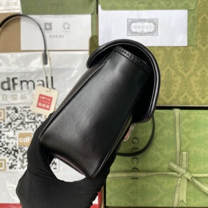 gg Marmont Small Shoulder Bag Black Matelassé For Women  10in/26cm 443497 UM8AN 1000