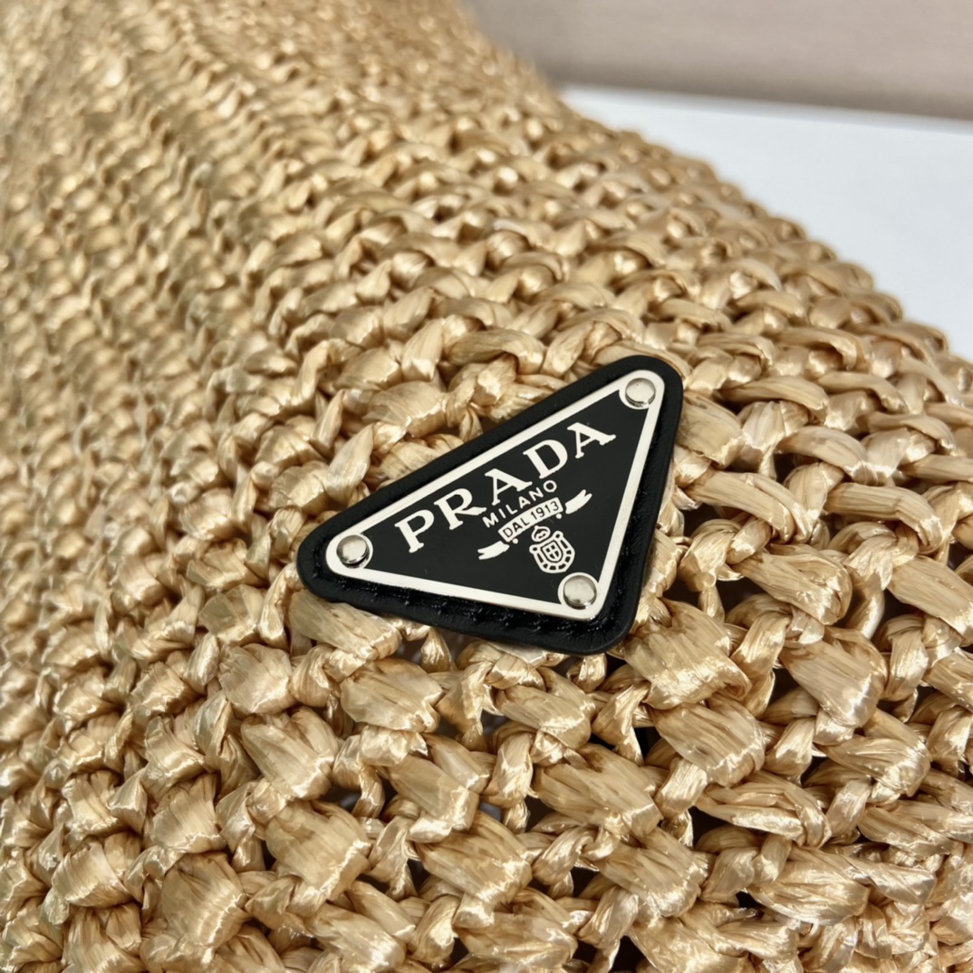PR BEIGE RAFFIA TOTE BAG 18.5IN/47CM