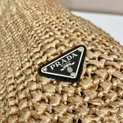 PR BEIGE RAFFIA TOTE BAG 18.5IN/47CM