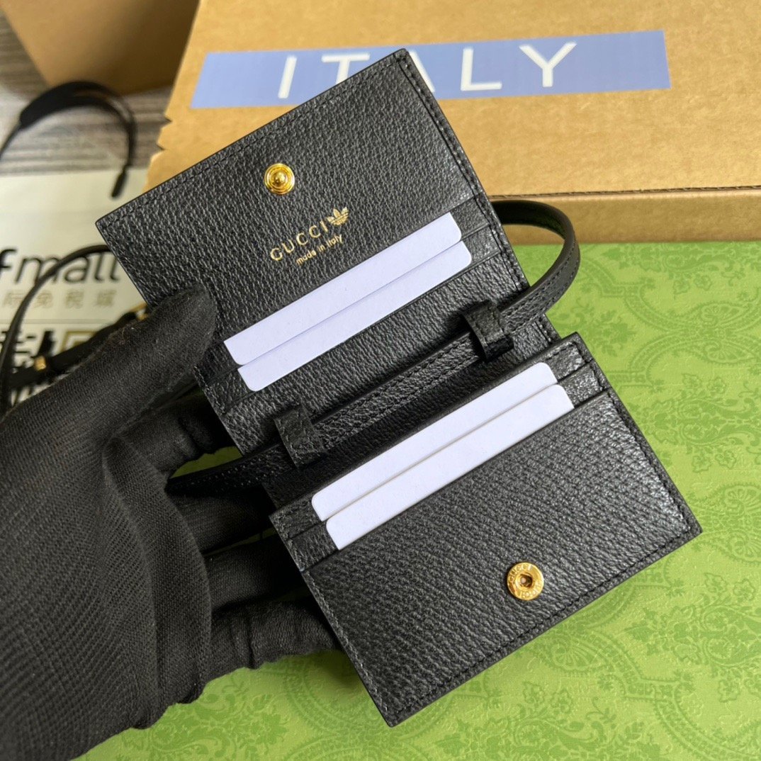 gg x Adidas Card Case With Horsebit Black For Women, Women’s Bags 4.2in/11cm gg