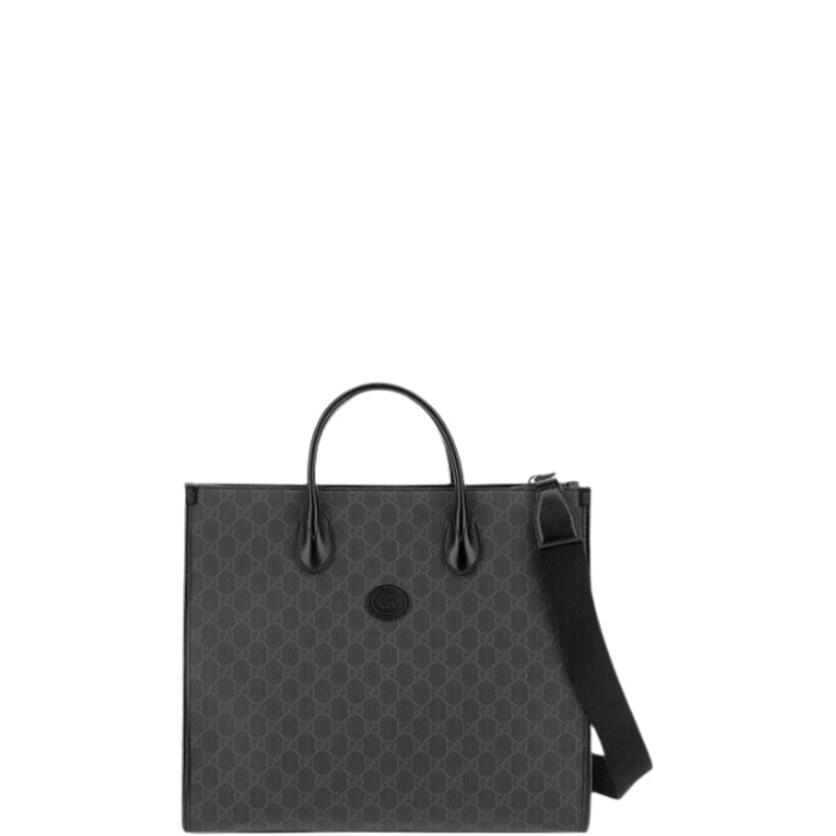 GG MEDIUM TOTE BAG WITH INTERLOCKING G 31CM BLACK