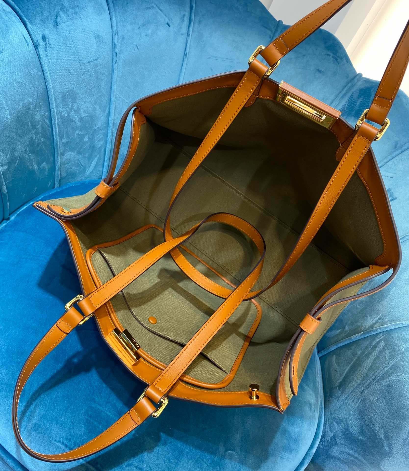 FI Peekaboo x Tote Bag Khaki For Women, Women’s Bags 15.7in/40cm FF 8BH374