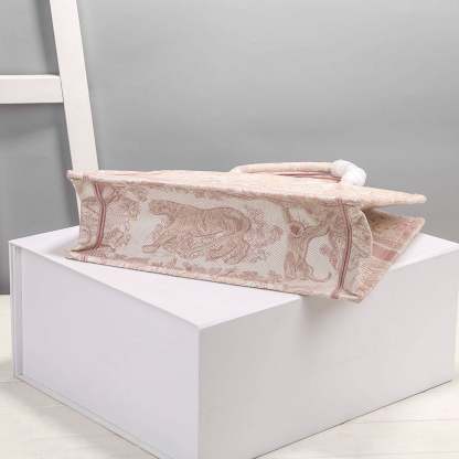DI Medium Book Tote Bag By Maria Grazia Chiuri Pink For Women 14in/36cm CD M1296ZTDT_M912