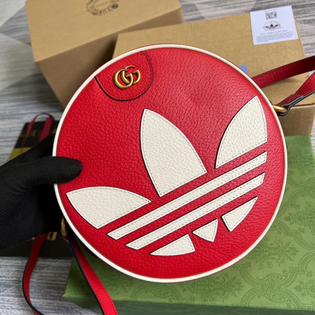 gg x Adidas Ophidia Shoulder Bag Red For Women, Women’s Bags 8.6in/22cm gg 702626 DJ24T 6484