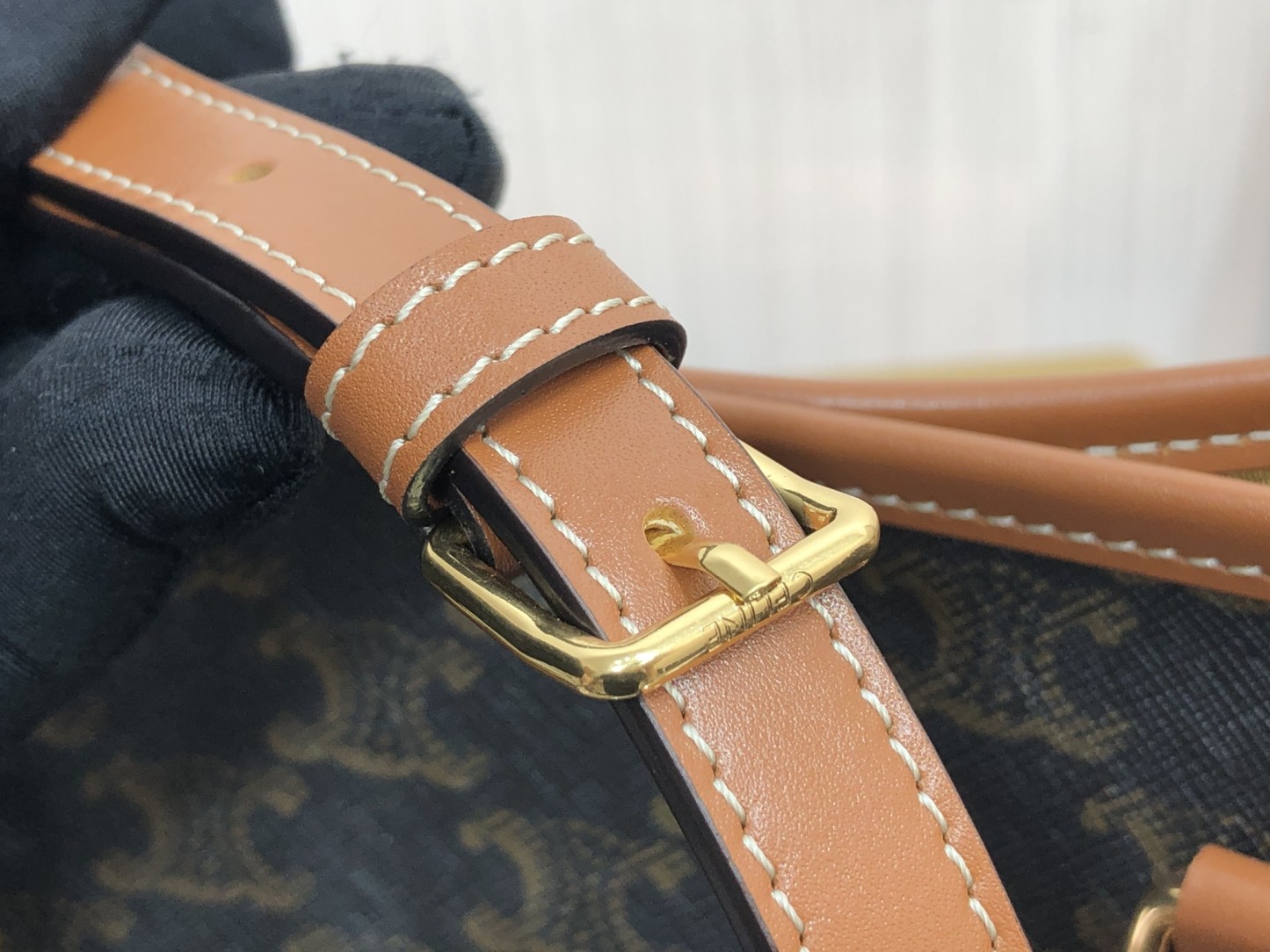 CE MINI HORIZONTAL CABAS IN TRIOMPHE CANVAS AND CALFSKIN TAN 199742BZJ04LU