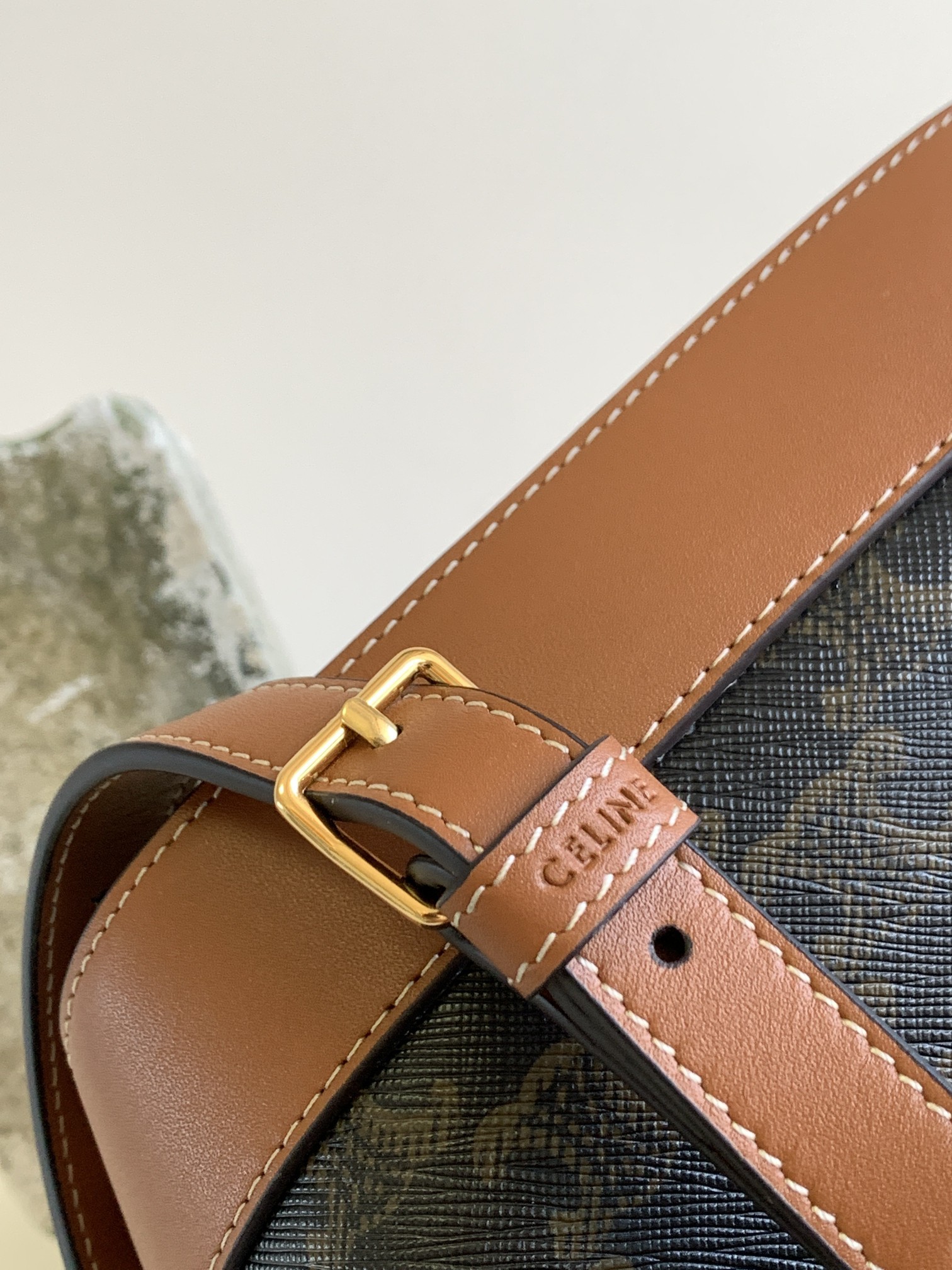 CE CUIR TRIOMPHE CANVAS AND CALFSKIN CE PRINT TAN