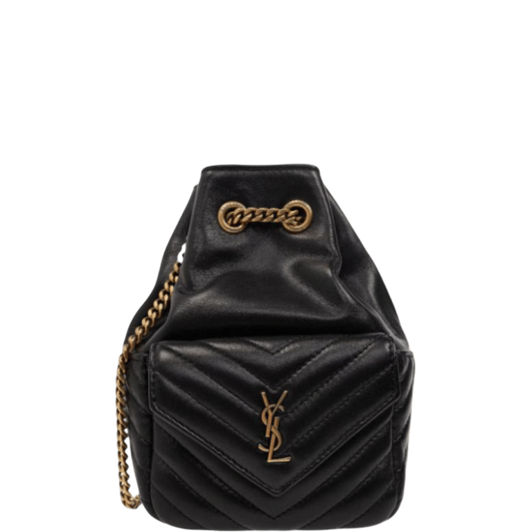 SAINT LAURENT JOE MINI BUCKET BAG IN QUILTED LAMBSKIN BLACK 19CM 7016311EL071000