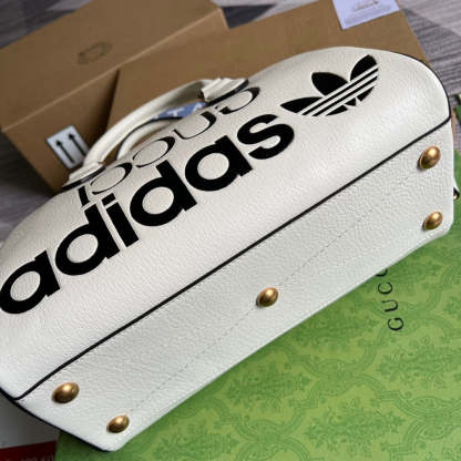 gg x Adidas Mini Duffle Bag White For Women, Women&#8217;s Bags 12.4in/32cm gg 702397 U3ZCT 8727