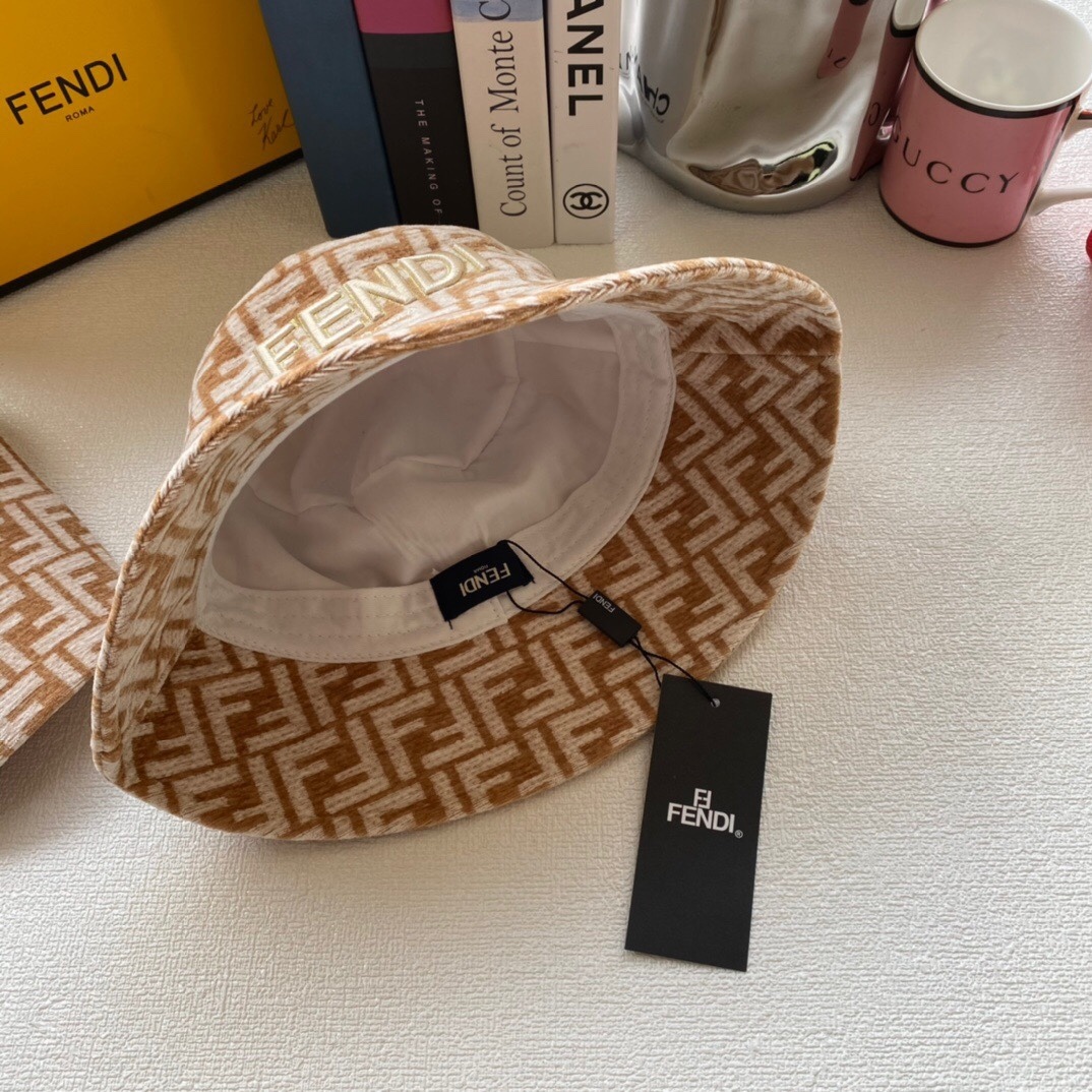 FD FABRIC FF MOTIF BUCKET HAT BEIGE