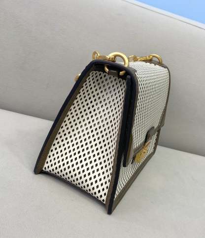 FI Medium Kan U White and Brown Bag For Woman 25cm/10in
