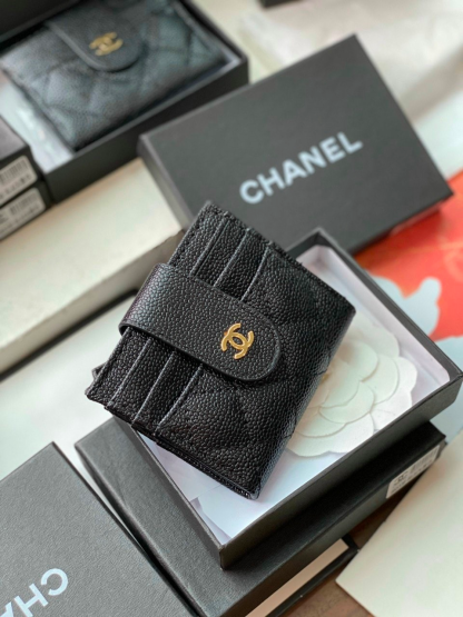 CHL CARD HOLDER BLACK WITH GOLD HARDWARE 12CM