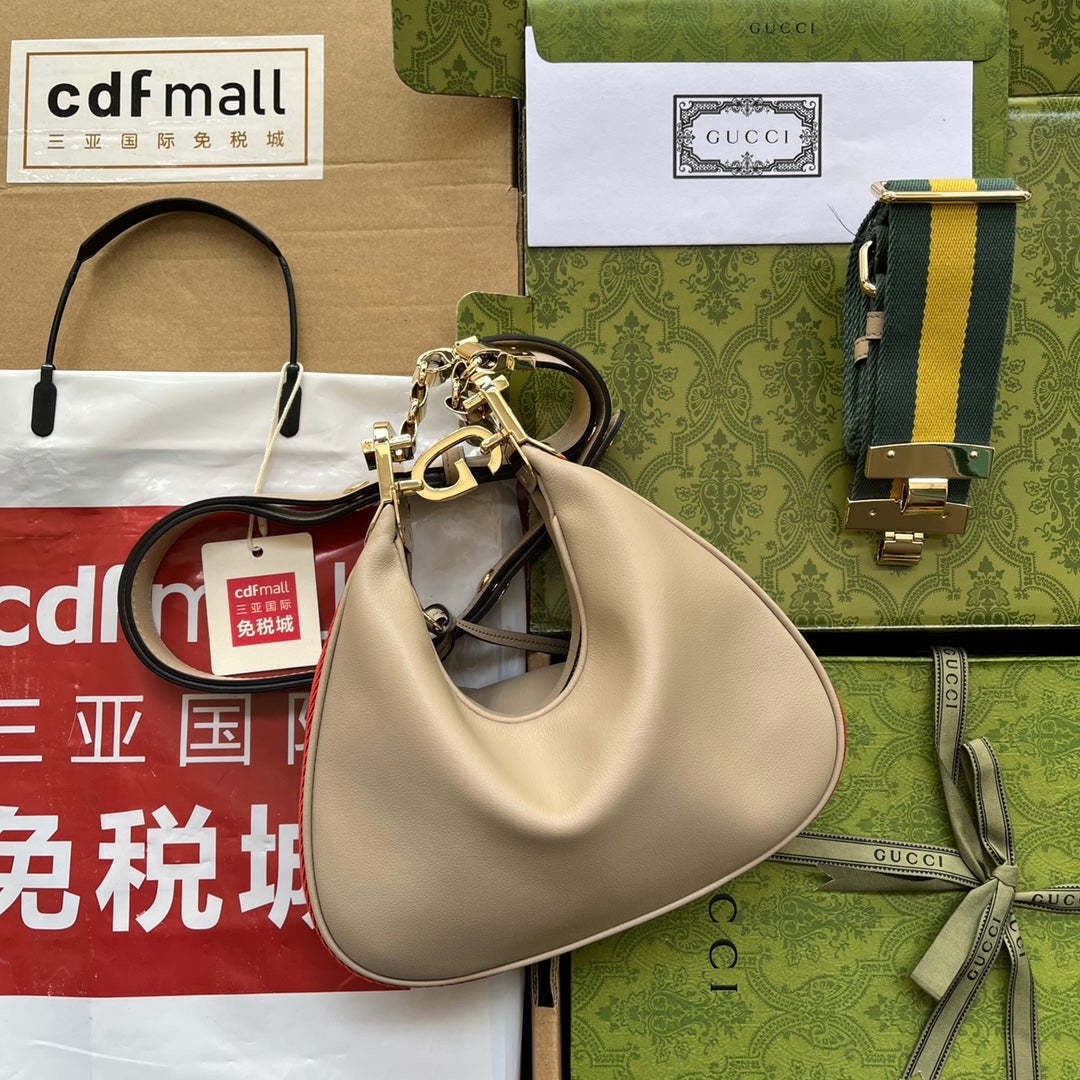 gg Atache Small Shoulder Bag Beige For Women, Women’s Bags 9in/23cm gg 699409 UXWBG 9360