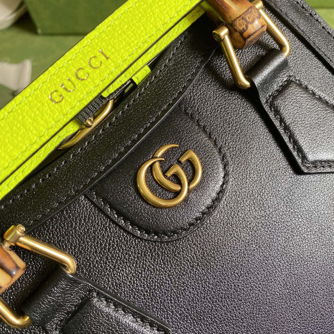 gg Diana Small Tote Bag Black For Women 8in/20cm gg ‎702732 U3ZDT 1260