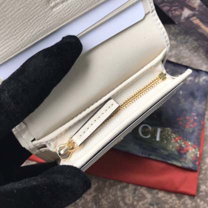 GG HORSEBIT 1955 CARD CASE WALLET 11CM WHITE 621887 92TCG 9761