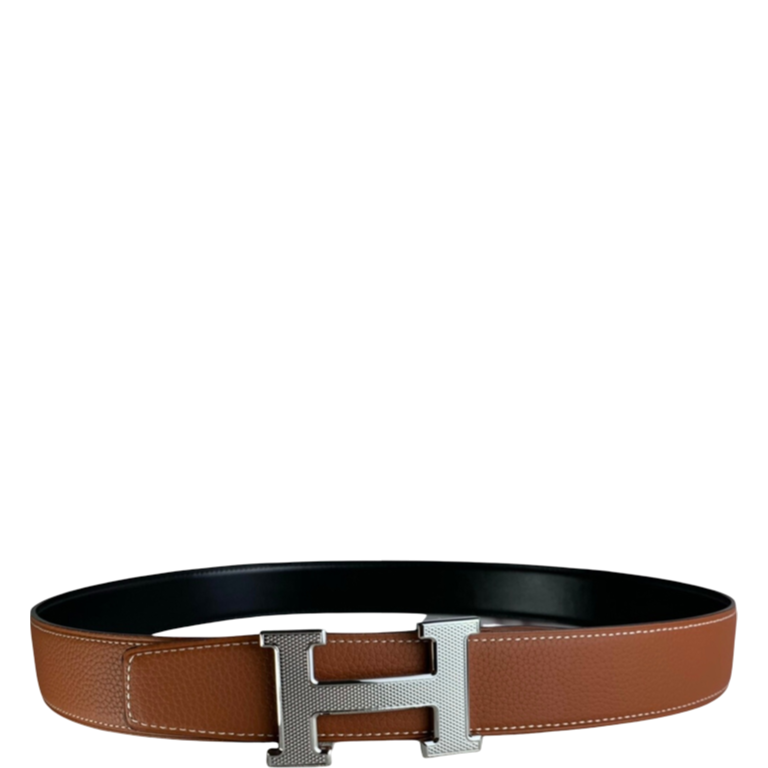HM BELT TOGO SWIFT SILUVER BUCKLE BROWN 38MM