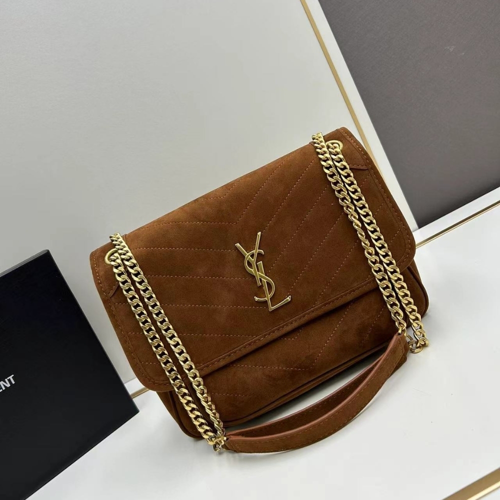 YSL NIKI BABY CHAIN BAG IN SUEDE BROWN 6237483