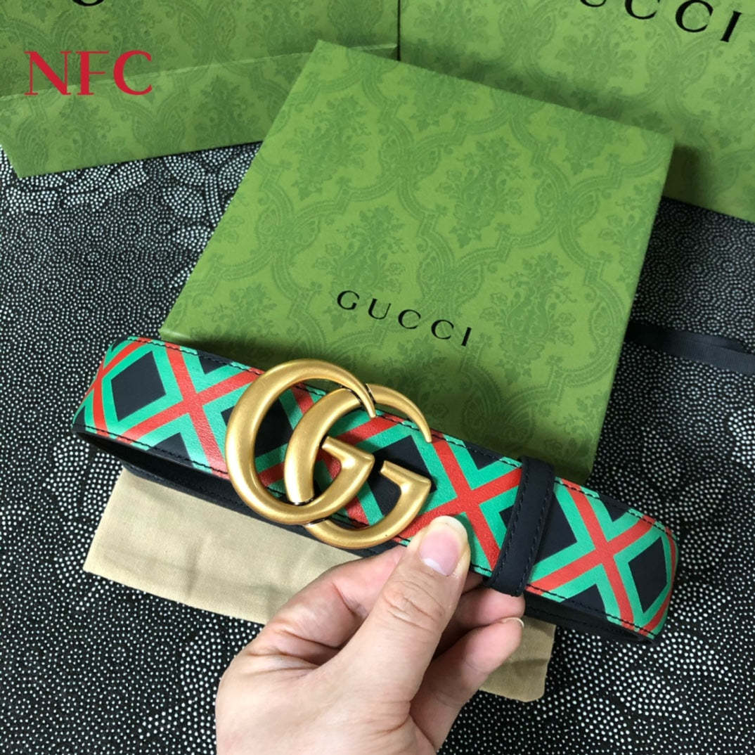 GG DOUBLE G CROSS PRINT BELT 3.8CM