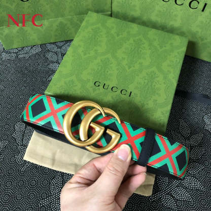 GG DOUBLE G CROSS PRINT BELT 3.8CM