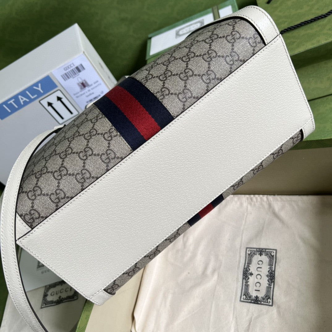 gg Ophidia gg Medium Tote Bag White gg Supreme Canvas For Women 13in/33cm 524537 K05NB 8745