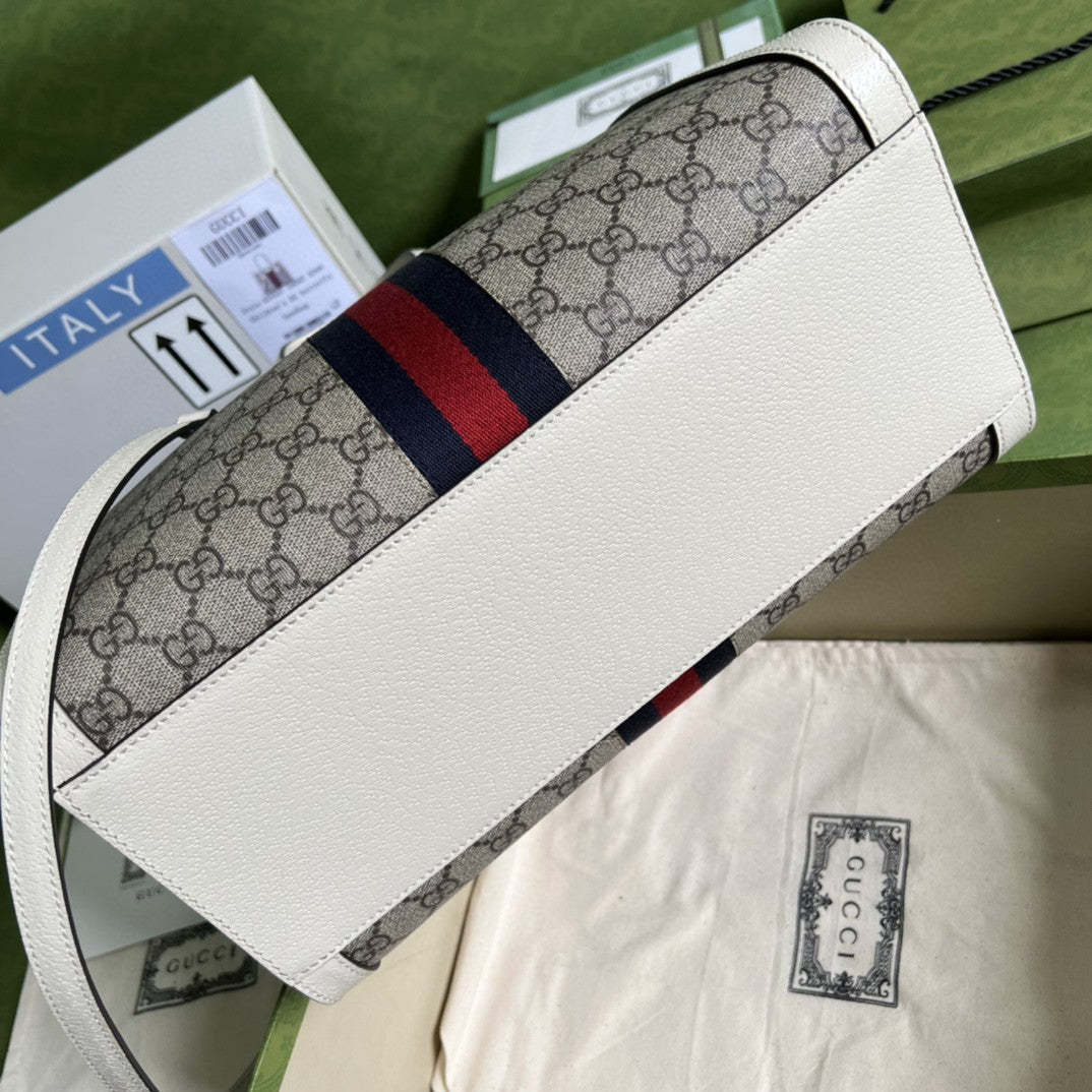 gg Ophidia gg Medium Tote Bag White gg Supreme Canvas For Women 13in/33cm 524537 K05NB 8745
