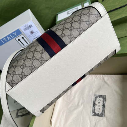 gg Ophidia gg Medium Tote Bag White gg Supreme Canvas For Women 13in/33cm 524537 K05NB 8745