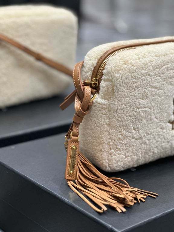 SAINT LAURENT LOU CAMERA BAG IN MERINO SHEARLING BEIGE HIGH QUALITY