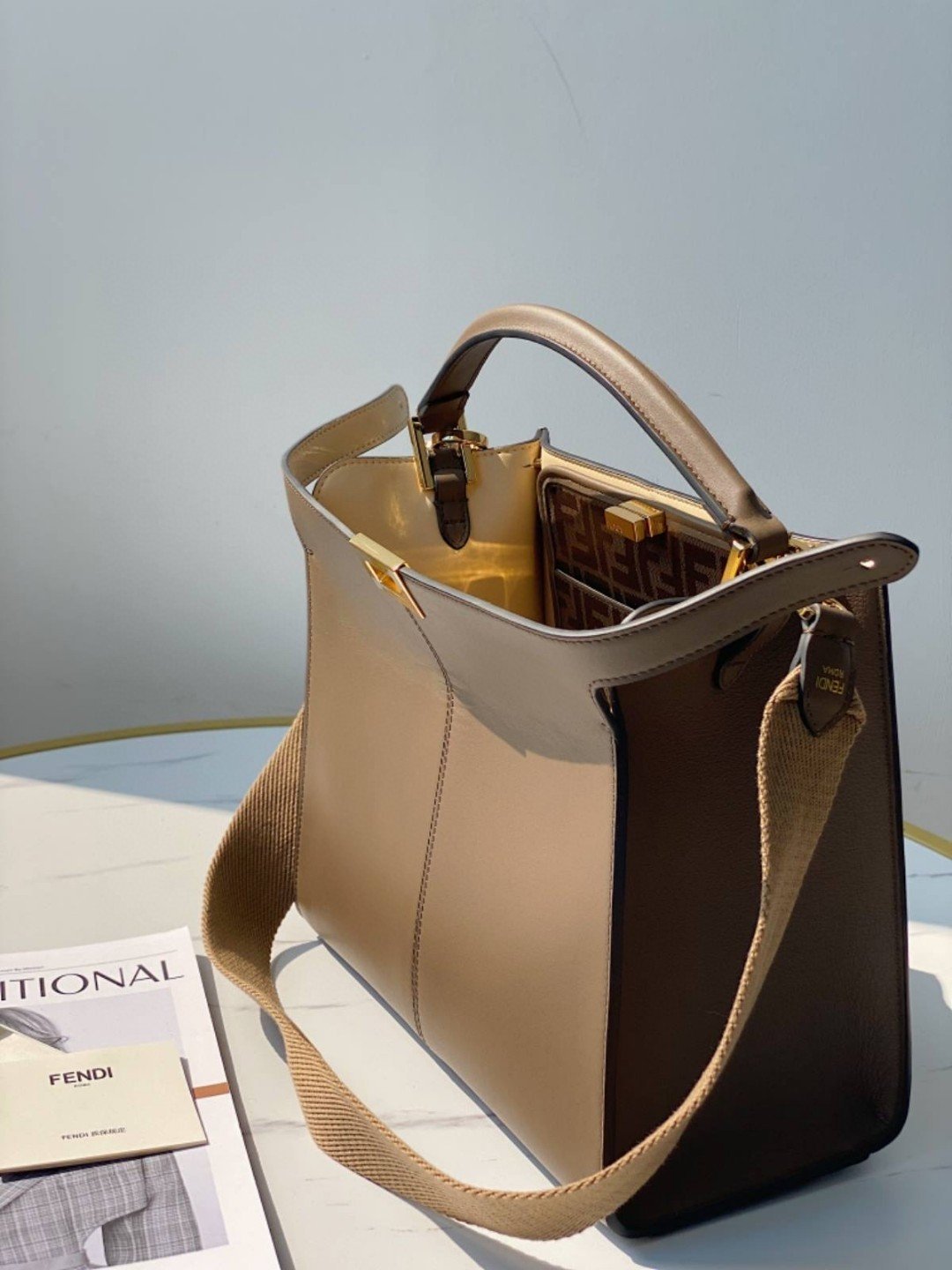 FI Peekaboo X-Lite Tote Medium Light Brown Bag For Woman 30cm/12in