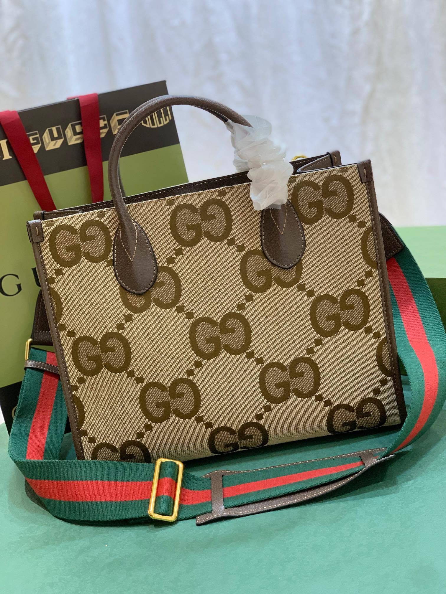 GG TOTE BAG WITH JUMBO GG CAMEL 31CM  678839 UKMDG 2570