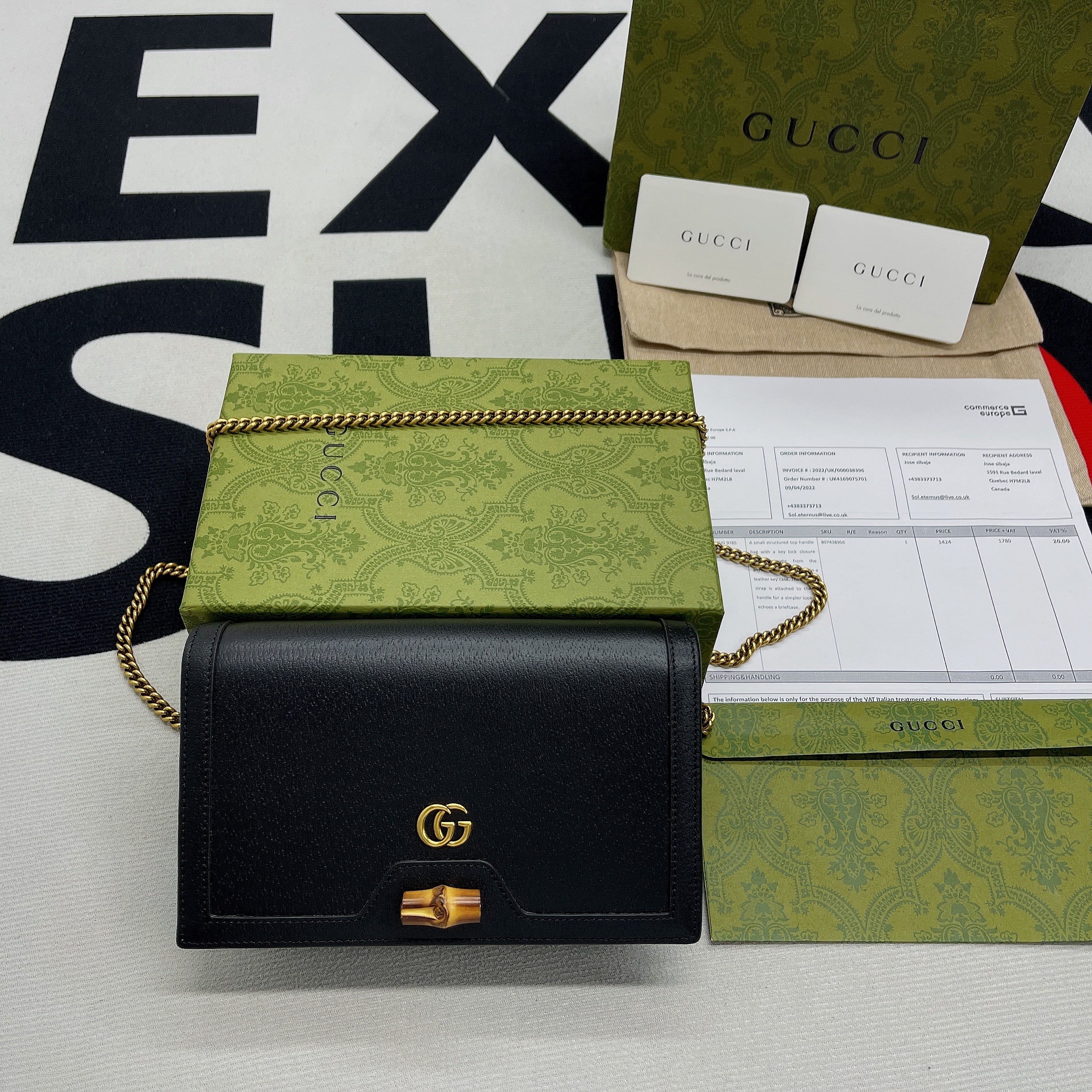 gg Diana Mini Bag With Bamboo Black For Women, Women’s Bags 7.5in/19cm gg 696817 DJ20T 1000