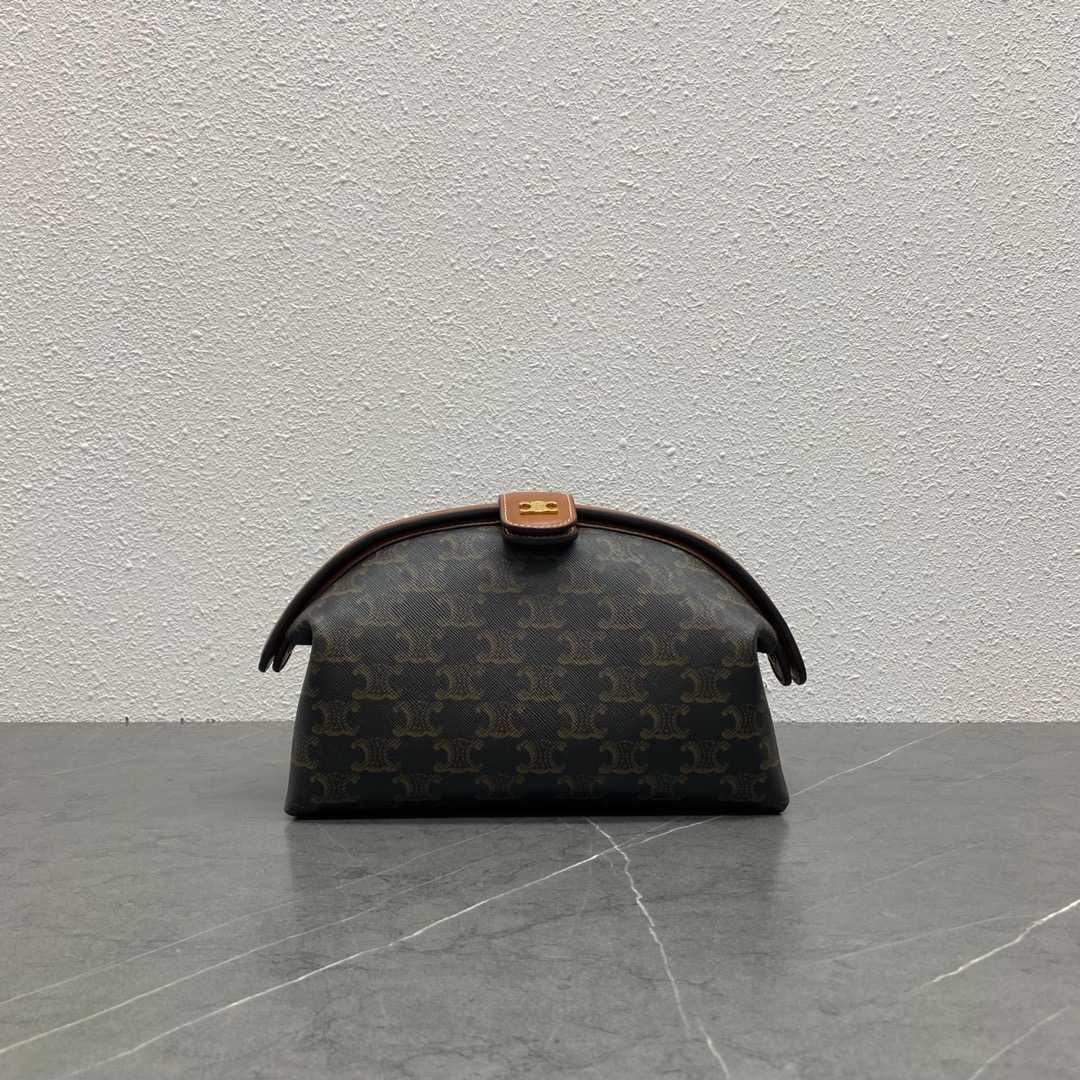 CE POUCH IN TRIOMPHE CANVAS AND CALFSKIN TAN 10J772EGL04LU