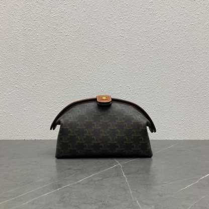 CE POUCH IN TRIOMPHE CANVAS AND CALFSKIN TAN 10J772EGL04LU