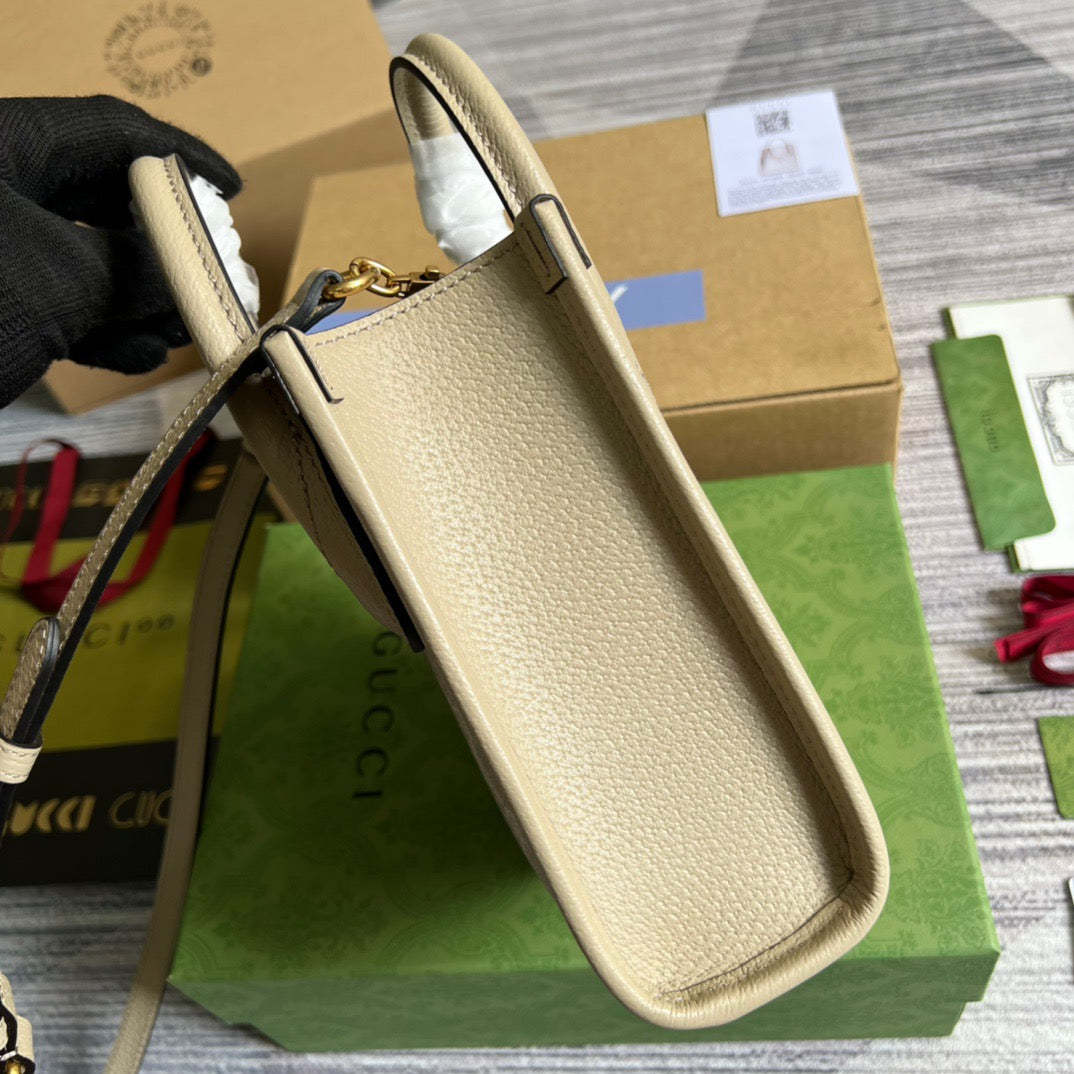 gg Mini Tote Bag With Interlocking G Beige For Women, Women’s Bags 7.8in/20cm gg ‎671623 UULBT 9683