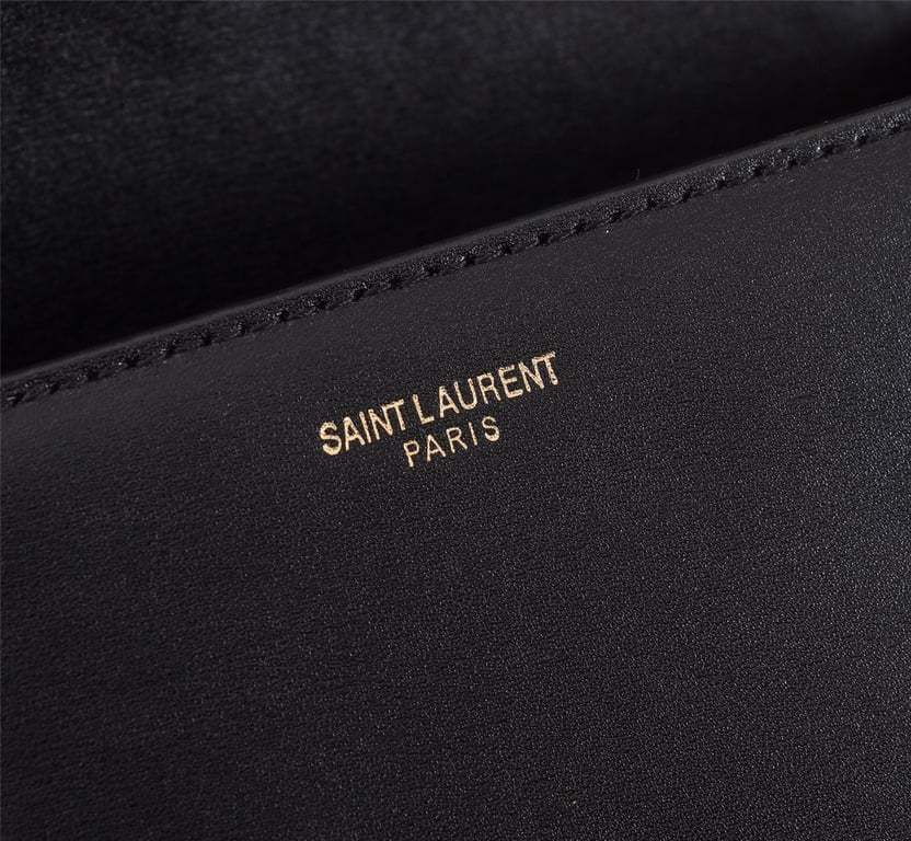 SAINT LAURENT CASSANDRA MEDIUM TOP HANDLE BAG BLACK GOLD 24CM