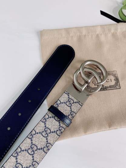 GG SUPREME BELT WITH G BUCKLE SILVER METAL 3.8CM