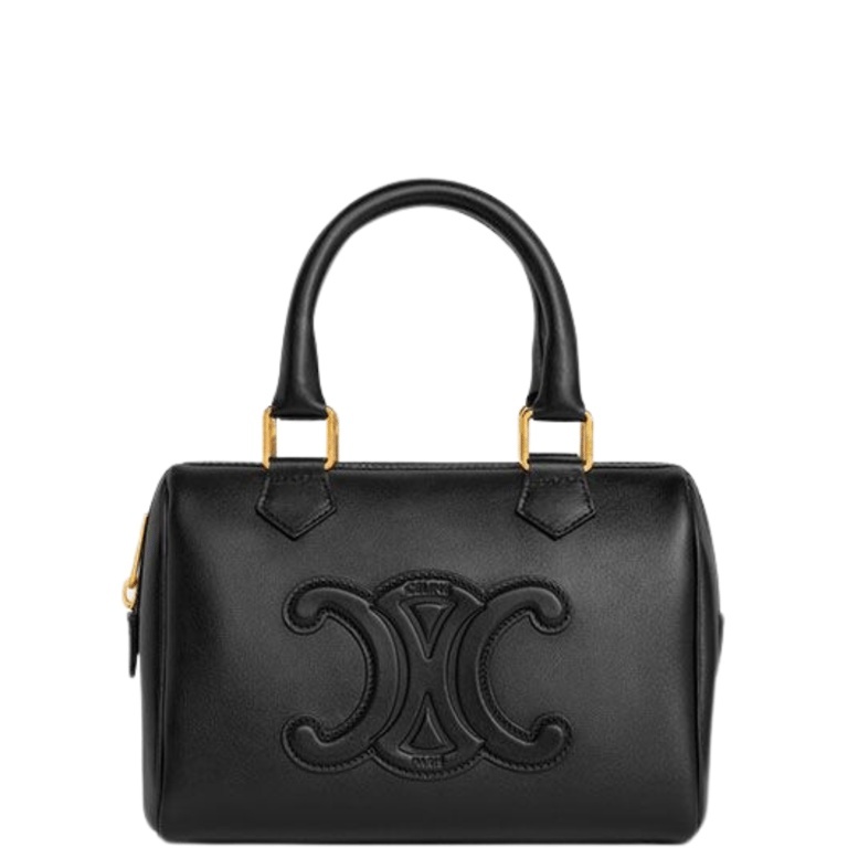 CE  SMALL BOSTON BAG IN SMOOTH CALFSKIN WITH CUIR TRIOMPHE BLACK