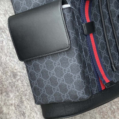 gg Black Backpack Black/Grey Soft gg Supreme Blue And Red Web For Men 16.5in/42cm 495563 K9R8X 1071