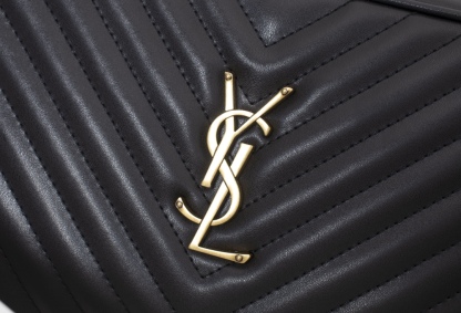 YSL LOU CAMERA BAG IN QUILTED BLACK GOLD LEATHER 23CM 612544DV7071000