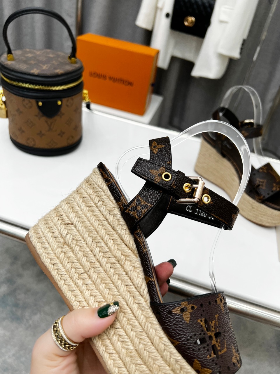 LUV BLACK AND BROWN WOMEN’S STARBOARD WEDGE SANDAL