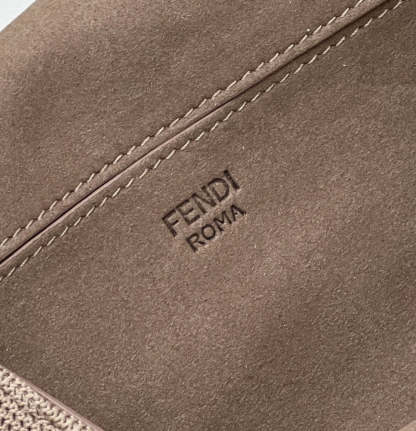 FI Baguette Chain Midi Beige FF Fabric Bag For Woman 14.5cm/6in 8BR793AHW5F1F2J