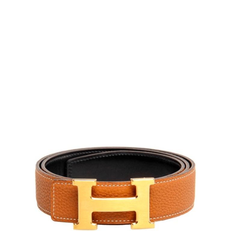 HM BELT TOGO SWIFT GOLD BUCKLE BROWN 2.4CM