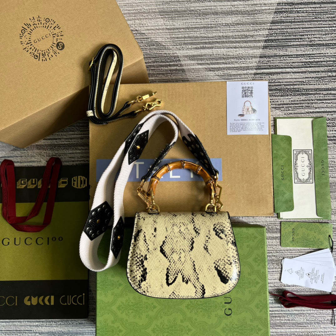 gg Bamboo 1947 Mini Top Handle Bag Natural For Women, Women’s Bags 6.7in/17cm gg