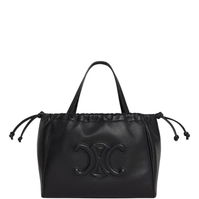 CE SMALL CABAS DRAWSTRING CUIR TRIOMPHE IN SMOOTH CALFSKIN BLACK 24CM
