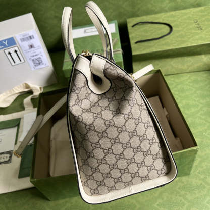 gg Ophidia gg Medium Tote Bag White gg Supreme Canvas For Women 13in/33cm 524537 K05NB 8745
