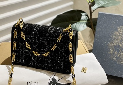 DOR MISS CARO MINI BAGBLACK CANNAGE TWEED EMBROIDERY BLACK 19CM S5169UMFY M911