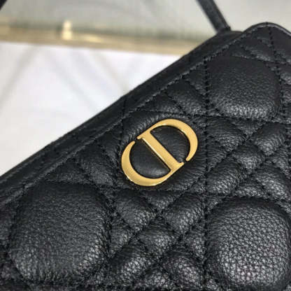 Caro Double Pouch Black Supple Cannage Calfskin M9237