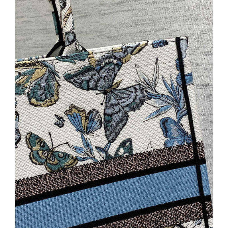 Large Book Tote Toile De Jouy Mexico Embroidery M1286