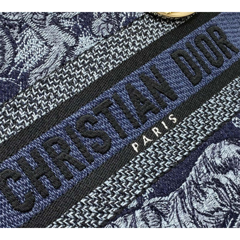 Dior Medium Lady D-Lite Bag Denim Blue Toile de Jouy Embroidery M0565